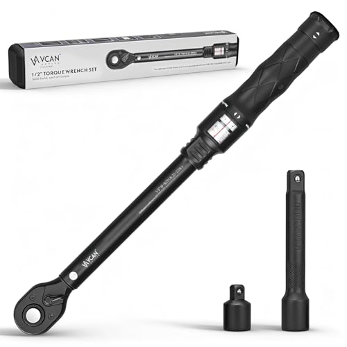1/2-Inch Drive Click Torque Wrench 20-220 Nm (14.8-162.3 ft-lb) ±2.5% High Accuracy Precision 72-Tooth Fits Cars, Motorcycles & Bicycles Includes 1/2" Adapter& 5” Extension Rod - color: Black, size: 20-220Nm/14.8-162.3ft-lb