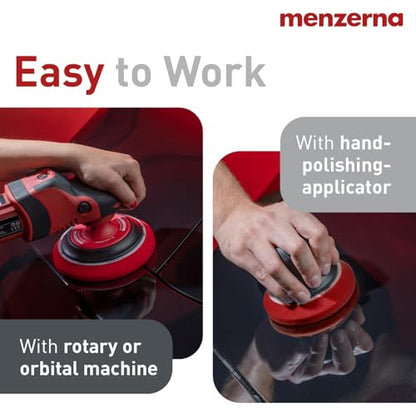 MENZERNA 6 Inch Polishing Pad Heavy Cut for Scratch Repair I Body Repair and Detailing Pads with Safety Edge & Velcro Attachment I Washable & Long Lasting I Thin Pad with Hole for Anti Heat Build-Up - color: Heavy Cut Pad