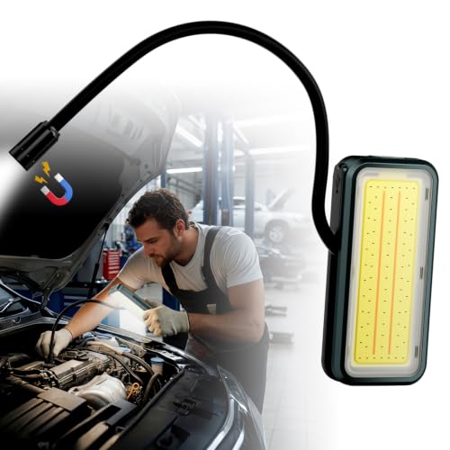 SKYFIRE Led Work Light Rechargeable Flexible Flashlight Stick,2500 LM Magnetic Work Lights with 360° Bendable Neck Light,Stepless Dimming,5 Modes,Magnet,Hook & Clip for Auto Repair Garage Workshop