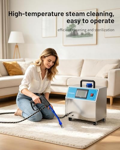 2100W Commercial Steam Cleaner, 5L Tank Carpet Cleaning Machine 6Bar 160℃/320℉ Portable Handheld Steam Cleaning Machine for Sofas, Kitchen, Pet Supplies, Car, Office and Hotel