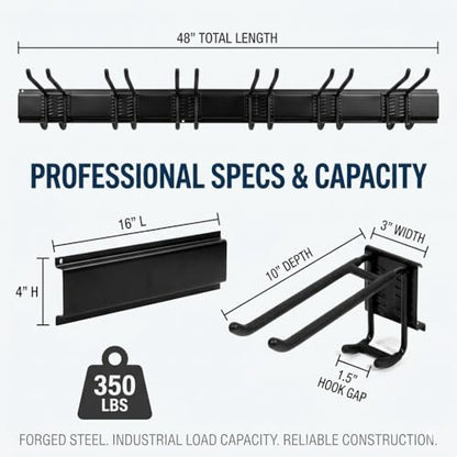 Aking Ace 96-Inch Heavy Duty Wall Mount Garden Tool Organizer for Garage | Adjustable hangers perfect for shovels, rakes, and Garage Tools, Heavy-duty rack holds 700lbs. Ideal for shed organization - size: 96inch