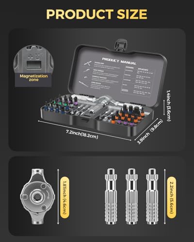 LIFEGOO Ratchet Screwdriver Set: 40 in 1 Magnetic Screwdriver Sets, DIY Combination Flexible Shaft Precision Screwdriver Kit with S2 Steel Bits for Electronics & Furniture Assembly, Bicycle Tools - size: 40 in 1
