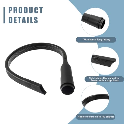 2-Pack 25in Flexible Vacuum Crevice Tool for 1-1/4in and 1-3/8in Hoses | Includes two 25in flexible crevice tools for cleaning narrow gaps; fits vacuum hoses with 1-1/4in or 1-3/8in inner diameters.