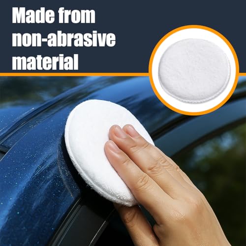 Car Microfiber Wax Applicator Pad, Soft Auto Buffing & Detail Cleaning Foam Pads, 4.85" Diameter Round Wash Sponge for Applying Wax, Balms, Oils, Cleaning Leather & More (2PCS) - size: 2PCS