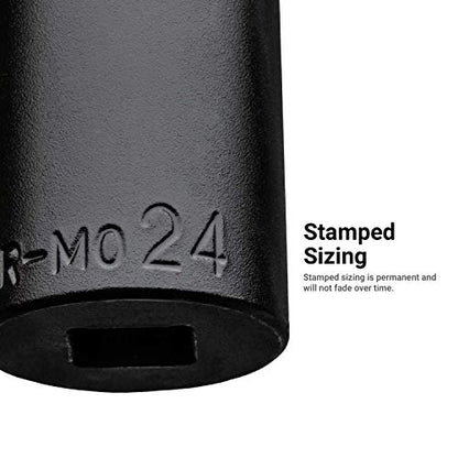 Capri Tools 3/8-Inch Drive Shallow Impact Socket Set, Metric, 8 to 22 mm, Premium Chrome Molybdenum Steel, 15-Piece - size: Shallow Set / 8-22 mm