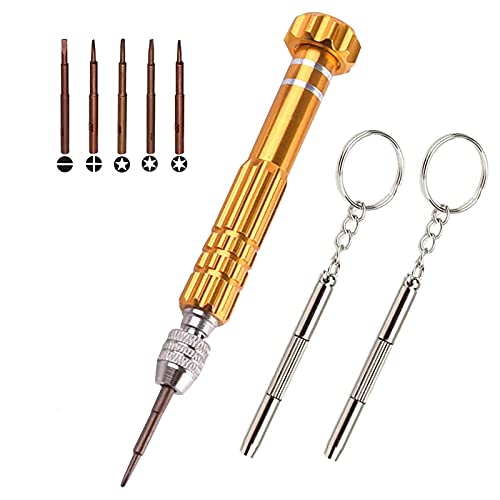 Eyeglass Glasses Screwdriver, Mini Eyeglass Glasses Repair Kit, Multifunctional Small Screwdriver for Laptop, Watch(Yellow) - color: Yellow