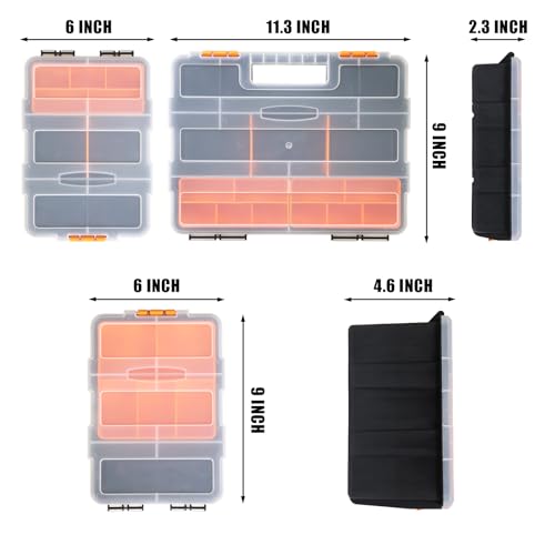 Torin AG421B Hardware & Parts Organizers: 4 Piece Versatile And Durable Storage Toolbox for Bolts, Screws, Nails, Nuts and Small Hardware, Black/Orange - style: 4 Piece Plastic Storage toolbox