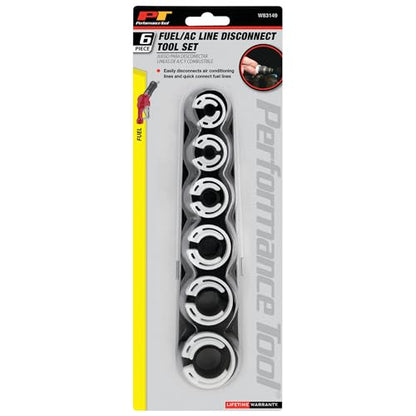 Performance Tool W83149 Universal A/C & Fuel Line Disconnect Set | 6-Piece A/C and Fuel Line Quick Disconnect Tool for supporting automotive installation, service, or repair, made from plastic