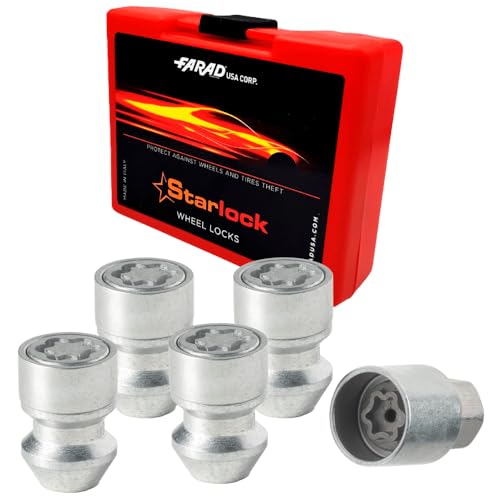Farad H1/E Galvanized Silver Lug Nut Wheel-Locks Kit Suitable for Hyundai Elantra (M12 X 1.5 Thread Size) - Set of 4 Lug Nuts + 1 Key