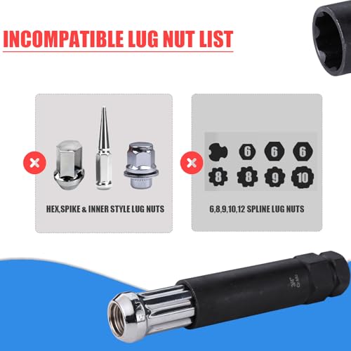 VEXPLO 2 Pcs 7 Spline Lug Nut Key, Wheel Lock Removal Tool Socket | 7 spline lug nut key socket set. Essential wheel lock removal tool for aftermarket 7 spline wheels, pickup, trucks and SUVs - size: 7 Spline-2 Pack