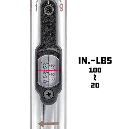 Powerbuilt 1/4 inch Drive Ratcheting T-Handle Torque Wrench, 20-100 in. lb. Range, Easy to Set and Lock in Place, for TPMS Systems and Bike Repair Assembly, Great for Carbon Fiber Handlebars - 649971 - style: T-Handle