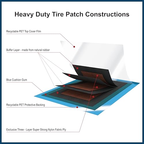 PAX Upgraded Radial Tire Repair Patches 100x75mm (10 Pack), 3-Layer Super Strong Nylon Fabric Heavy-Duty Puncture Fix for Truck & Car (Rubber Cement Required) - size: 100x75mm