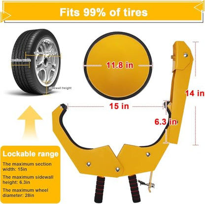 TURNART Universal Wheel Lock Anti Theft for Cars SUV Camper Trailer, 3 Keys, 1 Crank, Yellow (Wheel Lock) - style: Wheel Lock