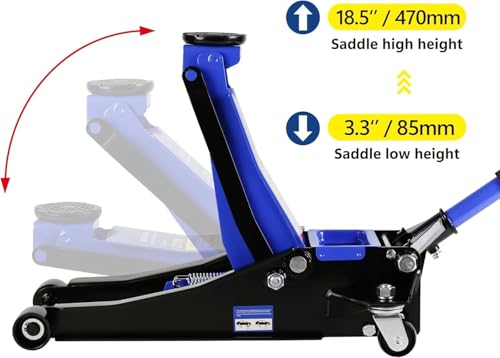 3 Ton Low Profile Floor Jack, Heavy Duty Steel Racing Floor Jacks with Dual Pistons Quick Lift Pump, Lifting Range 3.3"-18.5", Professional Hydraulic Car Jack 3 Ton/6600 LB Capacity, Blue - color: Blue - 3 Ton(Dual Pump), Lift 3.3"-18.5"