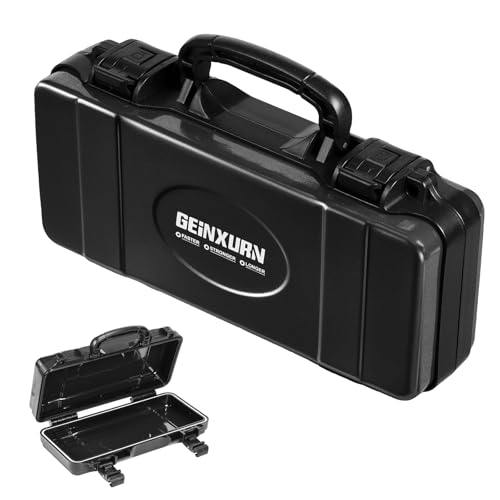 Geinxurn 11”Black Tools Box, Portable Steel Heavy-duty Tool Case with Safety Latch and Handle for Tools Storage and Organizers, Home DIY - color: BLACK