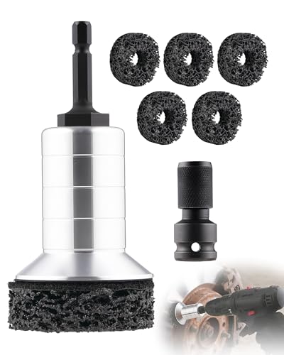Wheel Brake Hub Cleaning Disc,Cleaner Resurfacing Tool Metel Hub Drill Brush Attachments for Rust Remover Wheel Bolt Stud Cleaner Fits Power Drill or 1/2" Impact Driven Wrenches for Brake Rotors Hubs