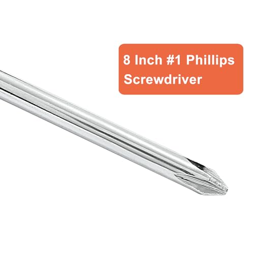 Piutouyar 8 Inch Phillips Screwdriver, #1 Magnetic Tip Screwdrivers | Extra Long Chrome-vanadium Steel Shaft , Cross Head Screwdriver, Long Screwdriver for Repair Home Improvement - size: 8 Inch #1