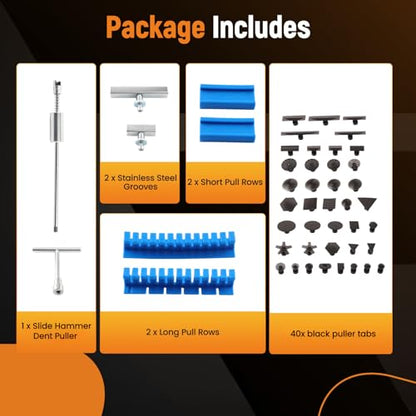 maXpeedingrods Car Dent Puller Kit, Auto Body Dent Repair Kit for Dent Removal, Slide Hammer T-bar Dent Puller with 40 PCS Puller Tabs, for Car Refrigerator Metal Surface Dent Remover, 47 PCS - size: 47 PCS