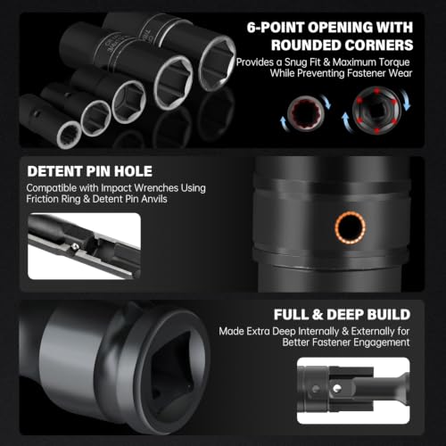 Lug Nut Impact Socket Set, 7pcs