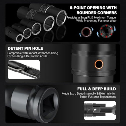 Lug Nut Impact Socket Set, 7pcs