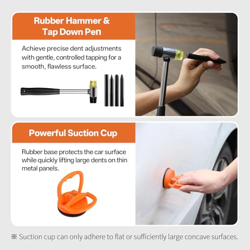 Paintless Dent Repair Kit for Car, PDR Dent Removal Tools with Dent Lifter & Pro Dent Puller Tabs, Auto Body Dent Puller for Car Dent Repair, Hail Damage Repair - color: Yellow