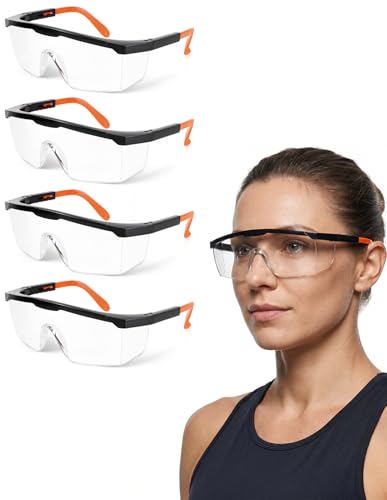 Safety Glasses 4 Pack Anti Fog, Clear Lens, ANSI Z87.1, UV Protection, Impact Resistant Protective Eyewear Over-spec for Work & Outdoor - color: Clear