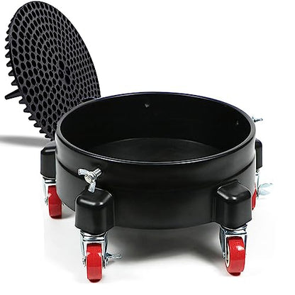 5 Gallon Bucket Dolly with Bucket Insert,Professional Car Wash Bucket Dolly | with 5 Wheels,including 2 Locking Casters for Car Washing, Detailing, Garage & More