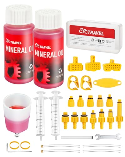 Brake Bleed Kit for Shimano, TEKTRO, TRP Hydraulic Disc Brakes, Mountain Brake Bleed Kit Including High Performance Mineral Oil Brake Fluid. - size: 2*60ml