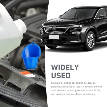 2 PCS Oil Funnel, Automotive Multi-Function Long Neck Fuel Funnel, Plastic Anti-Spill Engine Funnel for Filling Engine Oils, Water, Diesel Fuel, Kerosene and Other Liquids (Blue) - color: Blue