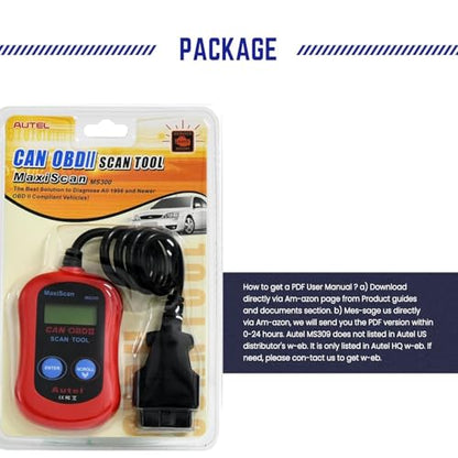 Autel MS300 OBD2 Scanner Code Reader, Turn Off Check Engine Light, Read & Erase Fault Codes, Check Emission Monitor Status CAN Diagnostic Scan Tool