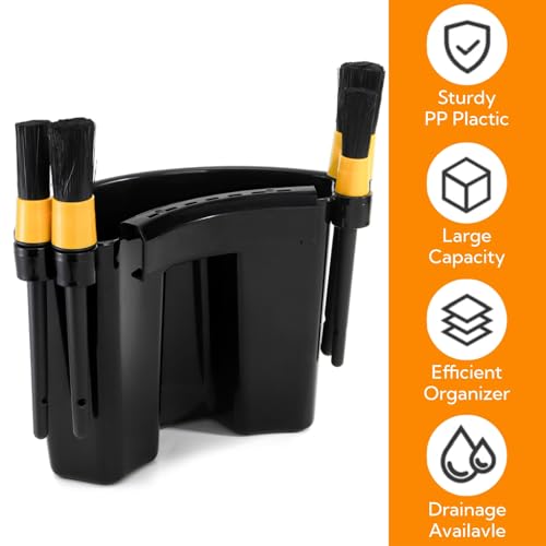 4 Pieces Detailing Bucket Organizer, Portable Bucket Tool Caddy with Drainage Holes, Multipurpose Auto Wash Tool Hanger Cleaning Accessory for Home, Garden, Ice Fishing, Universal Fit
