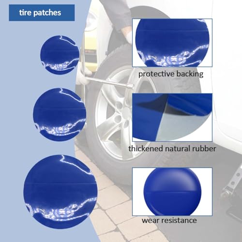 Tire Repair Patch Kit Heavy Duty, 35pcs Tire Repair Tools 42mm Tire Buffing Wheel 32/42/58mm Tire Patches with Tire Patch Roller Inner Liner Scraper for Car Motorcycle Bike Tractors Grinding