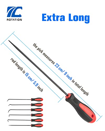 ROTATION Extra Long Precision Hook and Pick Set, 6-Piece Set, Chrome Vanadium Steel Shaft, for Remove Hoses and Gaskets, Auto and Electronics Maintenance Tools - color: 6pc set