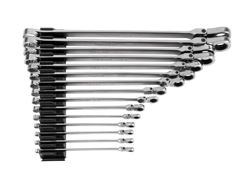 TEKTON Long Fixed/Flex Head Ratcheting Box End Wrench Set | WRB95302 - size: 15-Piece (1/4-1-Inch), style: Modular Wrench Organizers