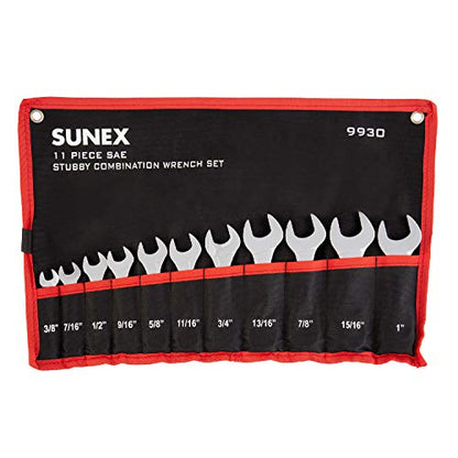 Sunex Tools 9930 SAE Stubby Combination Wrench Set, 3/8-Inch - 15/15-Inch, 11-Piece - size: SAE, style: Stubby Combination Wrench Set 11-Piece
