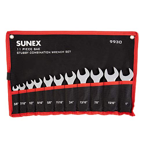 Sunex Tools 9930 SAE Stubby Combination Wrench Set, 3/8-Inch - 15/15-Inch, 11-Piece - size: SAE, style: Stubby Combination Wrench Set 11-Piece