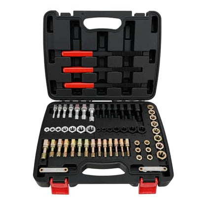 Nilight 61PCS Thread Chaser Set SAE Metric Master Thread Repair Kit with Case 28 Taps 28 Dies 3 Files 2 Gauges Universal UNC UNF Sizes Automotive Tool for Mechanic Auto Shop Home Garage Repair - size: 61PCS Metric & SAE