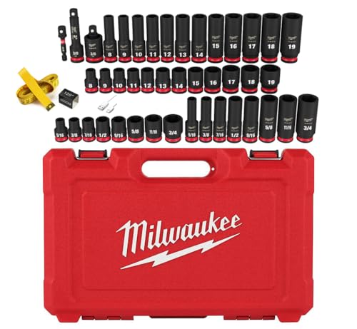 Milwaukee 43PC Shockwave Impact Duty 3/8" Drive SAE & Metric Deep 6 Point Socket Set with Accessories