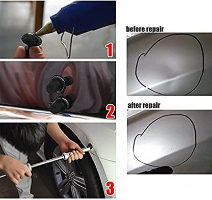 Paintless Dent Repair Puller Kit - Dent Puller Slide Hammer T-Bar Tool with 16pcs Dent Removal Pulling Tabs for Car Auto Body Hail Damage Remover
