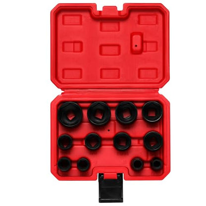 MIXPOWER 12 Pieces 3/8-Inch Drive Shallow Impact Socket Set, 5/16 to 1 inch, CR-V, SAE, 6 Point, Shallow, 12 Pieces 3/8" Dr. Socket - size: 5/16" - 1" (Shallow)