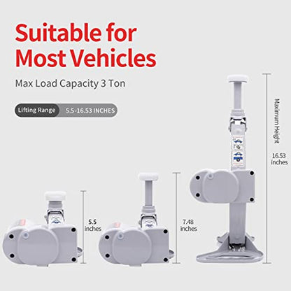 Trihelper Electric Car Jack Kit 12V Trailer Floor Jack Stands Set 3 Ton Vehicle Scissor Car Lift for Tire Change and Road Emergency with Impact Wrench