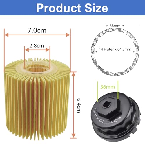 Oil Change Tool Kit, 04152-YZZA1 Oil Filter tool, Oil Filter Wrench, Drain Plug, Gasket for Select Toyota, Tacoma, Camry, Tundra, RAV4, Highlander, Lexus ES/RX/Sienna