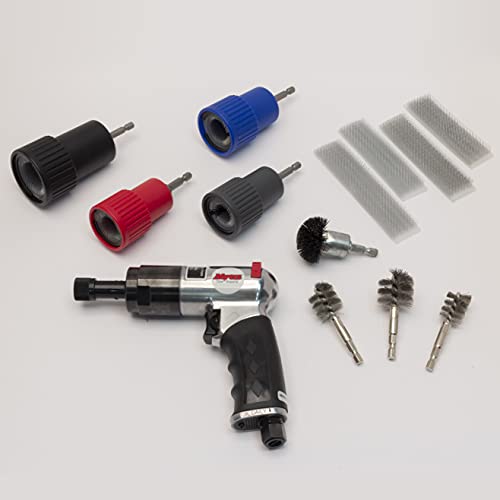 Myers Tire Supply 64010 Wheel Nut & Stud Cleaning Kit, with 1/4" Drive Reversible Air Tool, 4 Bolt Hole Cleaning Brushes, 4 Stud Cleaning Brushes, 4 Replacement Brushes and a Carrying Case