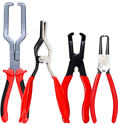 4-in-1 Fuel Line Disconnect Tool: Pliers Set with 80° Pliers, Hose Remover, 9" Fuel Filter Caliper for Auto Maintenance - size: 4 Pcs Set