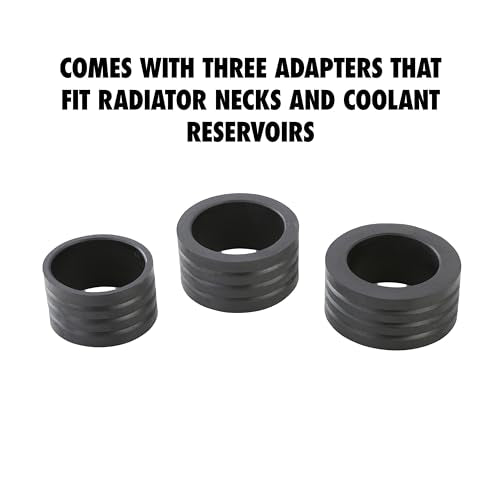 OEMTOOLS 27066 Coolant System Refiller Kit, 3 Adapters | Remove Air Trapped in Cooling System, Test Radiator and Heating Core Lines for Leaks | Fits Radiator Necks and Coolant Reservoirs - size: 3 Adapters, style: AirEvac Cooling System Refiller Kit w/ 3