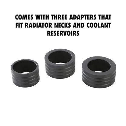 OEMTOOLS 27066 Coolant System Refiller Kit, 3 Adapters | Remove Air Trapped in Cooling System, Test Radiator and Heating Core Lines for Leaks | Fits Radiator Necks and Coolant Reservoirs - size: 3 Adapters, style: AirEvac Cooling System Refiller Kit w/ 3