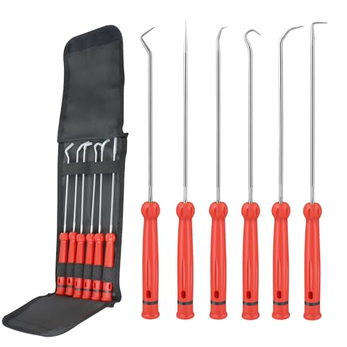 YukiHalu Precision Hook and Pick Set for Automotive, Swivelling Tail, 10 inch Pick Tool Set for O-Rings and Oil Seals, Seal Puller Set for Cars and Electronic Tools