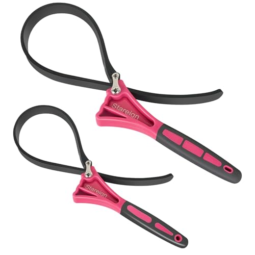 2 - Pack Rubber Strap, Oil Filter Diameter 4" and 6" Heavy Duty Adjustable Blet for Jar Opener, Water Filter, Plumbing, Sink, Faucet(PINK) - color: Pink