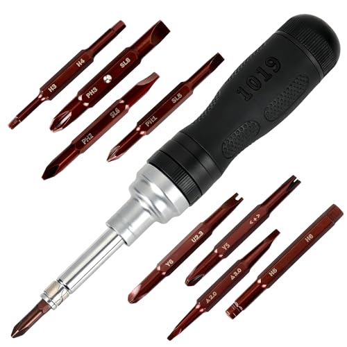 19-in-1 Ratcheting Multi-Bit Screwdriver Set Magnetic Tip Black | Double-End Bits Storage, All-in-One Screwdriver Kit for Home Repair, DIY, Electronics & Automotive - color: Black