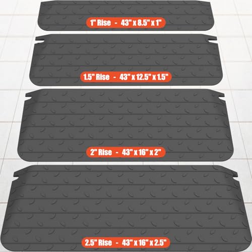 1" - 4" Rise Height Heavy-Duty Rubber Threshold Ramps, Cuttable Entrance Doorway Ramp, Non-Slip Curb Ramps, Loading Ramps for Wheelchair Scooter Car Outdoor Indoor (2" Rise) - size: 2" Rise
